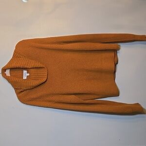 Paris Atelier & Other Stories Wool Knit Cowl Neck Pullover Sweater in Pumpkin